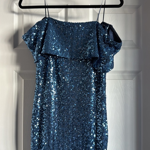 Yvonne Off Shoulder Sequin Gown | Blue - Baltic Born Never Worn size Medium - Picture 8 of 11